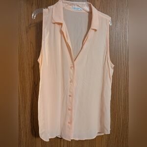 Equipment Light Peach Sleeveless Silk Blouse (M)